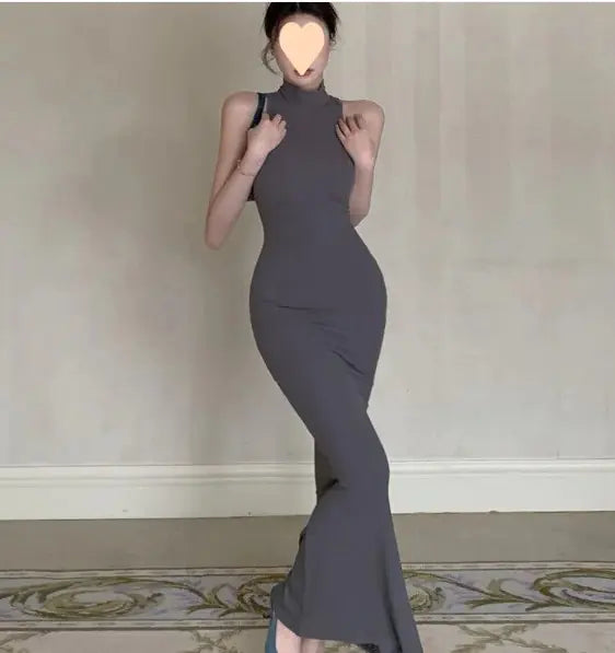 Robe Longue Évasée Sans Manches Élégante