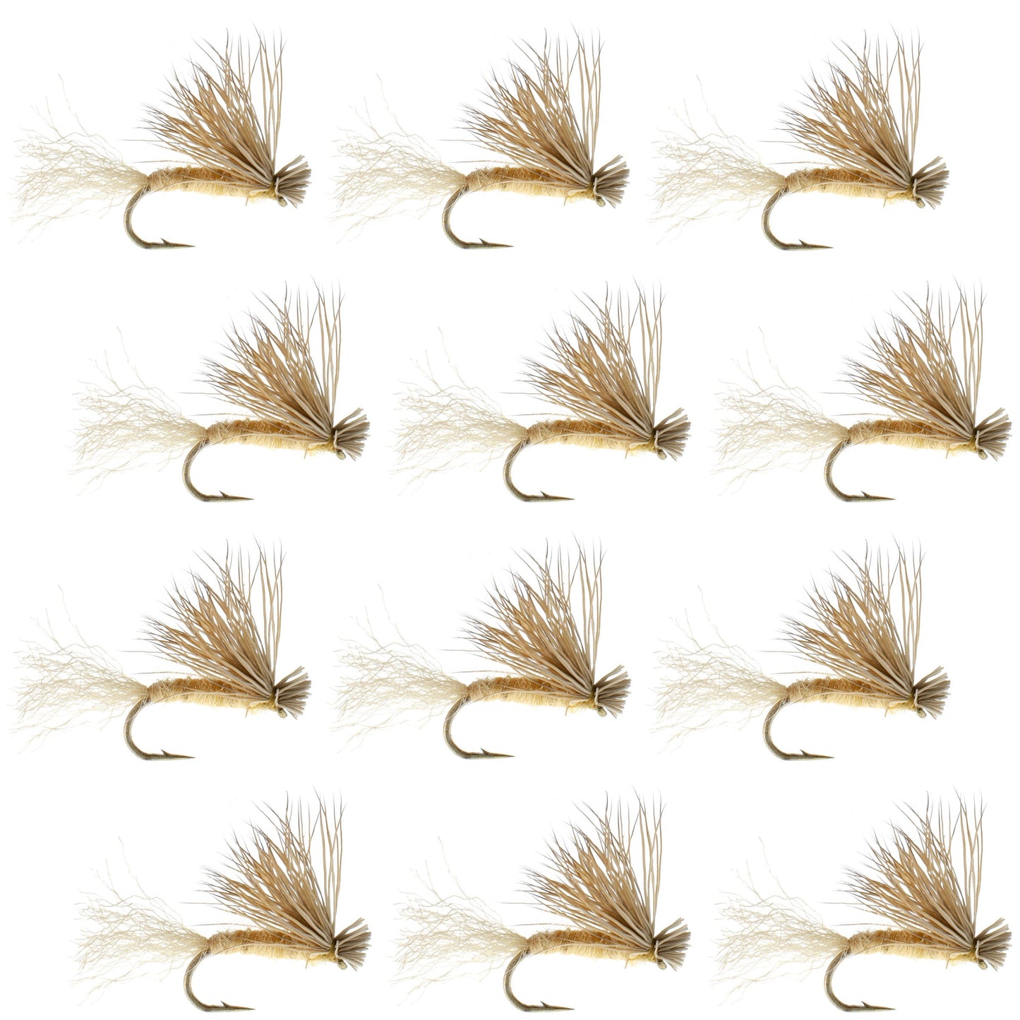 Emerging Caddis Adult Dry Fly - Tan X Caddis - 1 Dozen Size 14 - Korvel