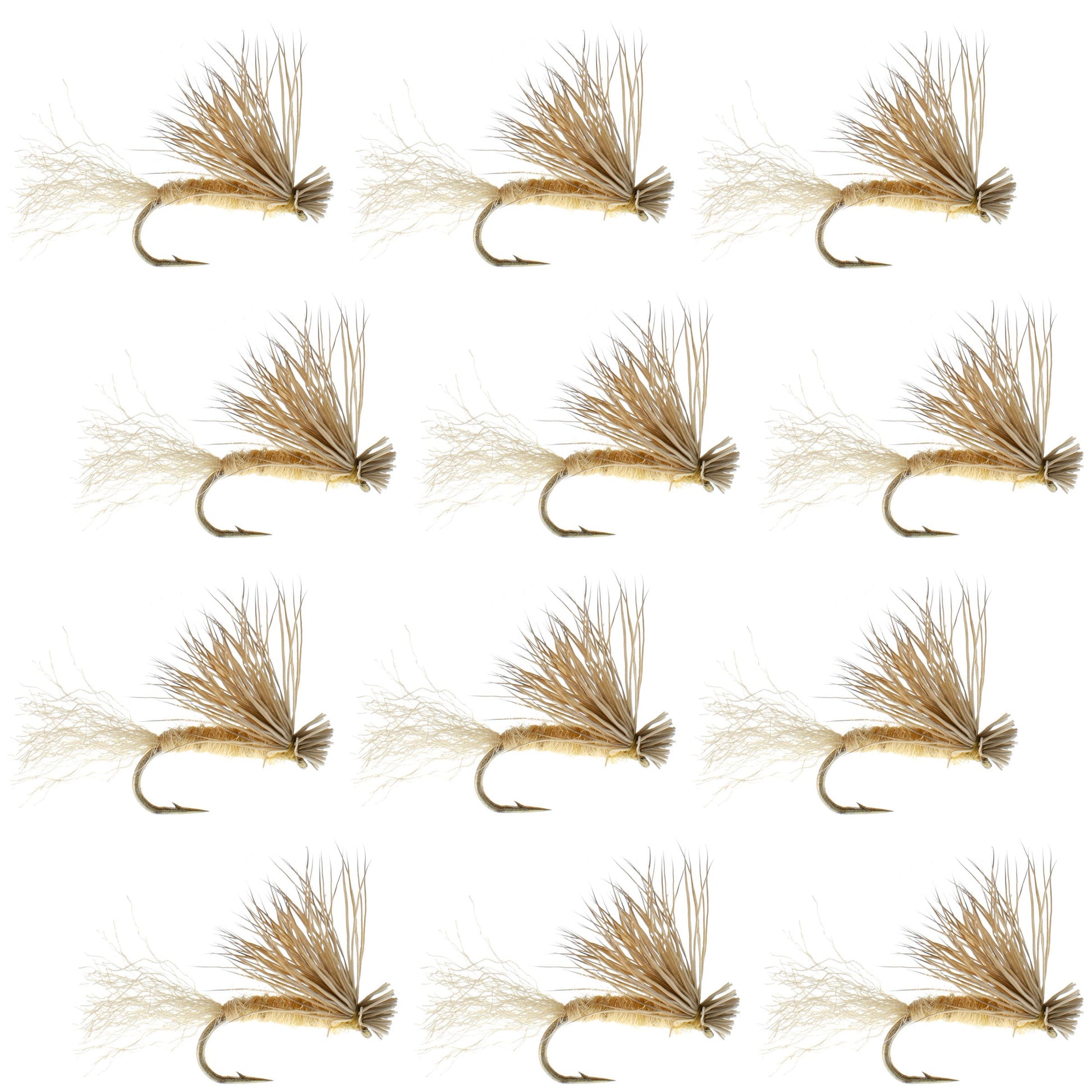 Emerging Caddis Adult Dry Fly - Tan X Caddis - 1 Dozen Size 14 - Korvel