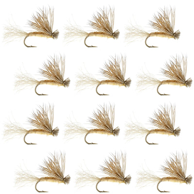 Emerging Caddis Adult Dry Fly - Tan X Caddis - 1 Dozen Size 14 - Korvel