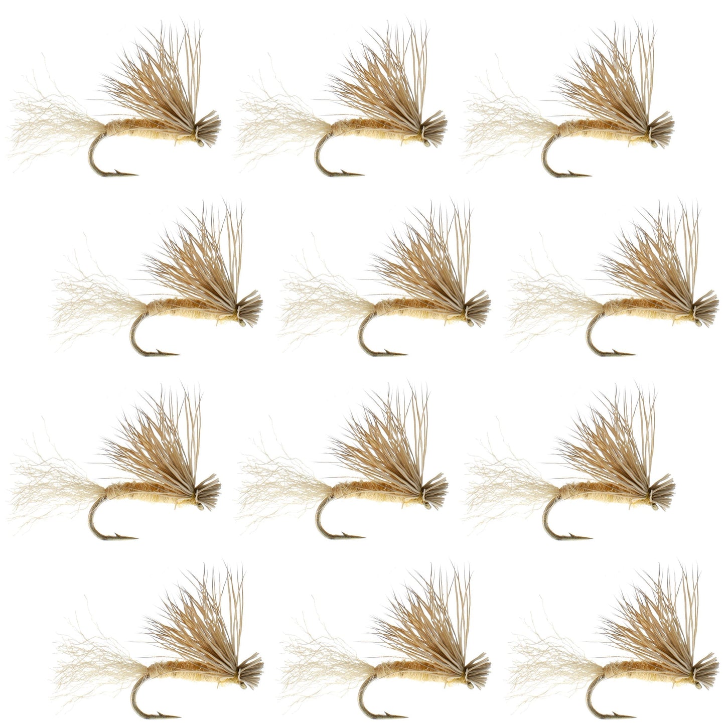 Premium Tan X Caddis Adult Dry Flies - 1 Dozen Size 18 - Korvel