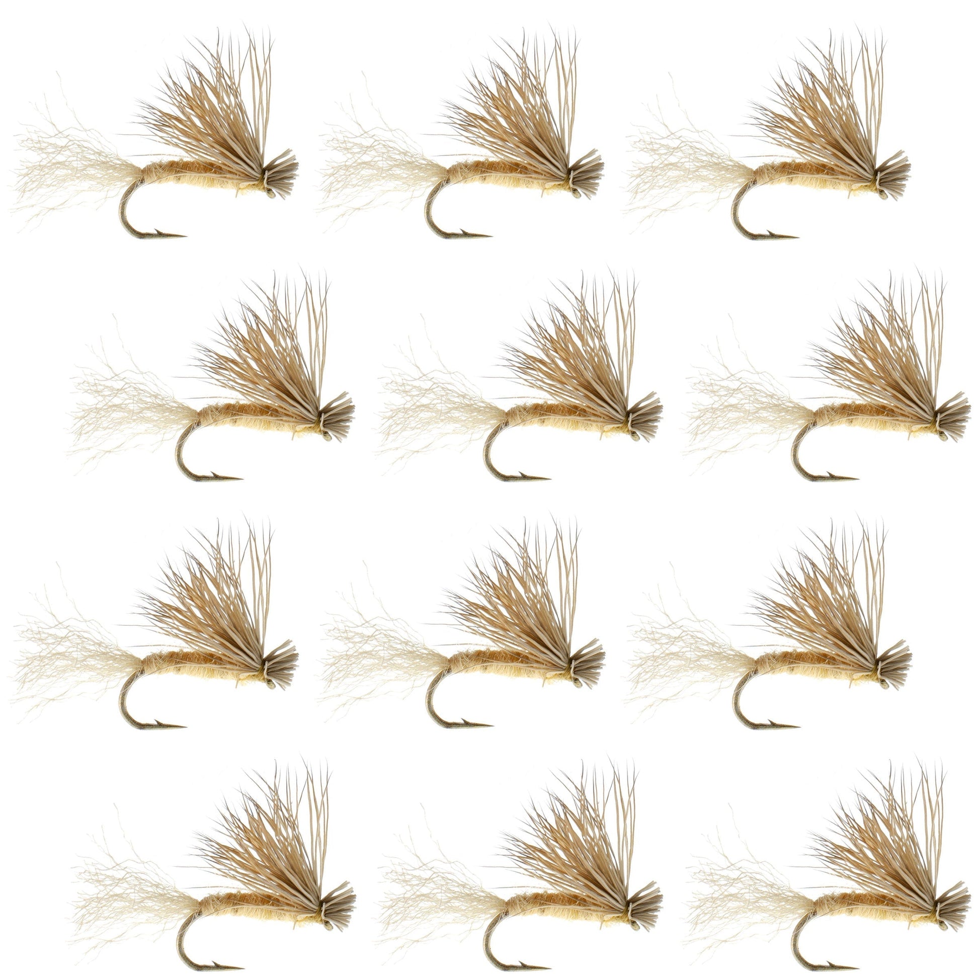 Premium Tan X Caddis Adult Dry Flies - 1 Dozen Size 18 - Korvel