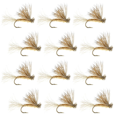 Premium Tan X Caddis Adult Dry Flies - 1 Dozen Size 18 - Korvel
