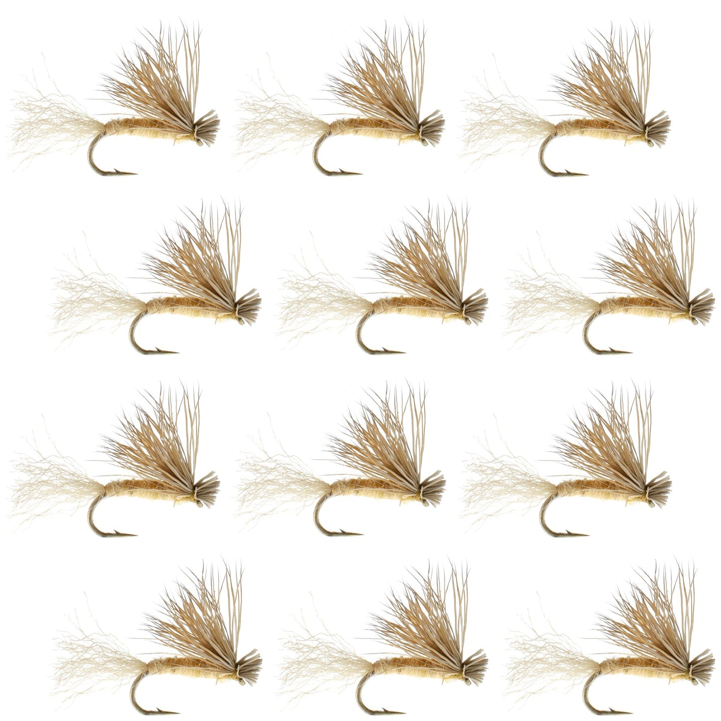 Tan X Caddis Emerging Caddis Adult Trout Dry Fly - 1 Dozen Flies Hook Size 16