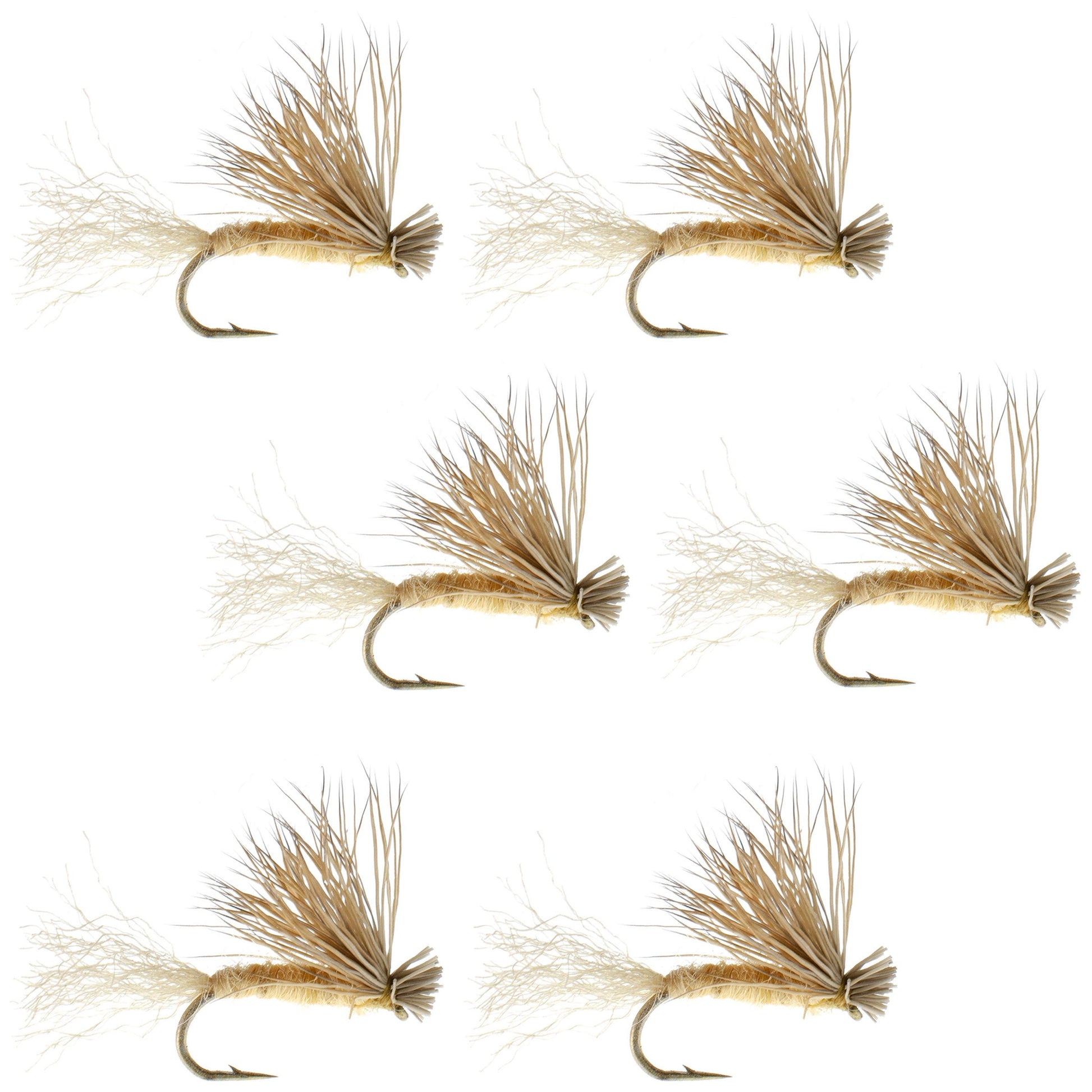 Tan X Caddis Adult Dry Fly - 6 Pack, Size 14 for Trout Fishing - Korvel