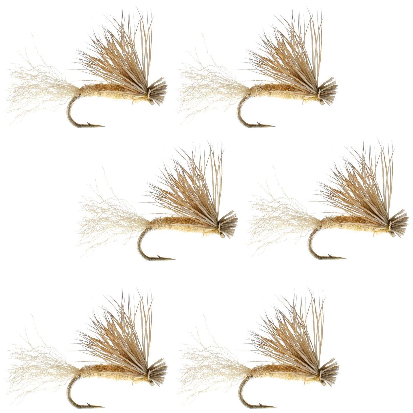 Tan X Caddis Adult Dry Fly - 6 Pack Size 16 for Trout Fishing - Korvel