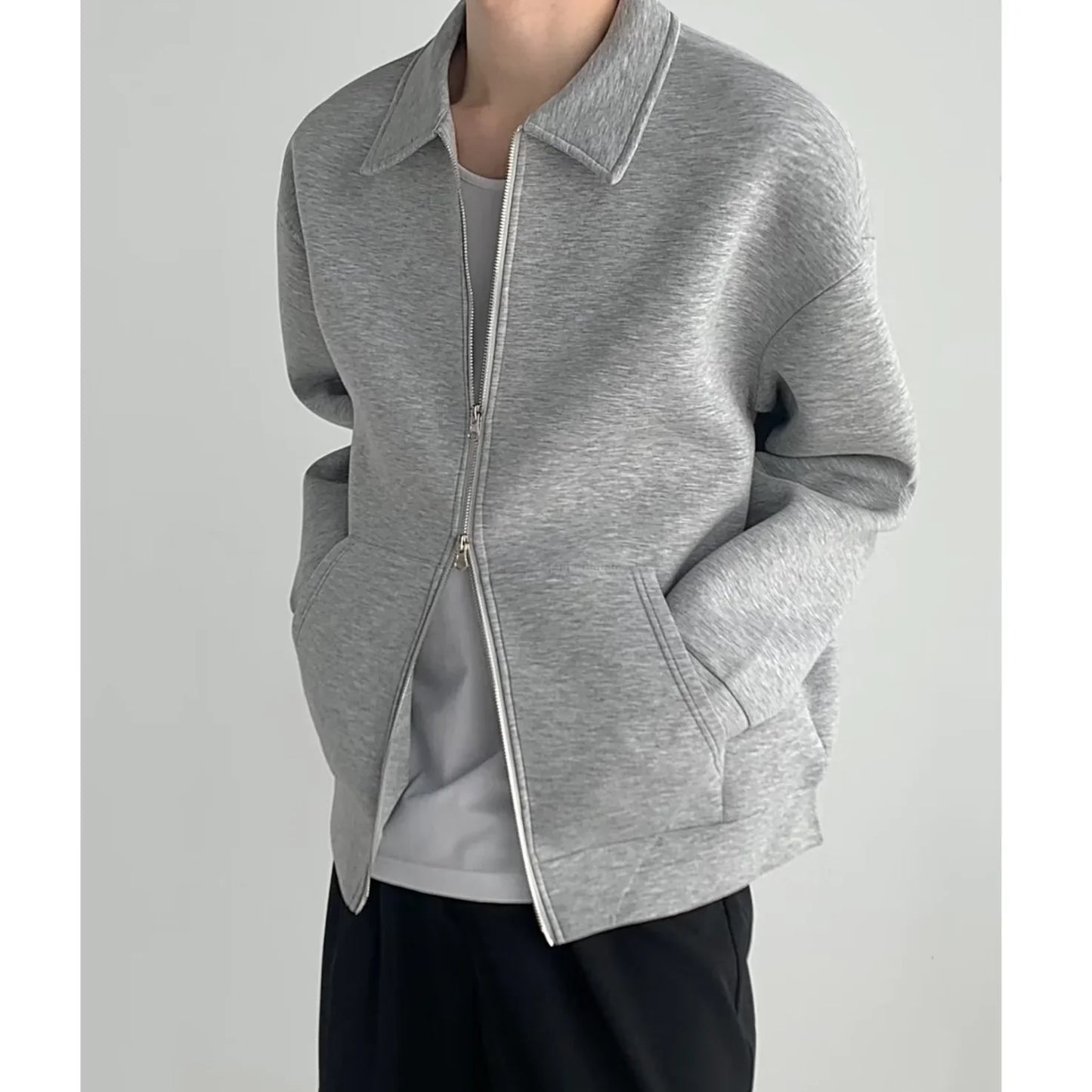 Flip Collar Zipper Coat - Classic Men's Cardigan