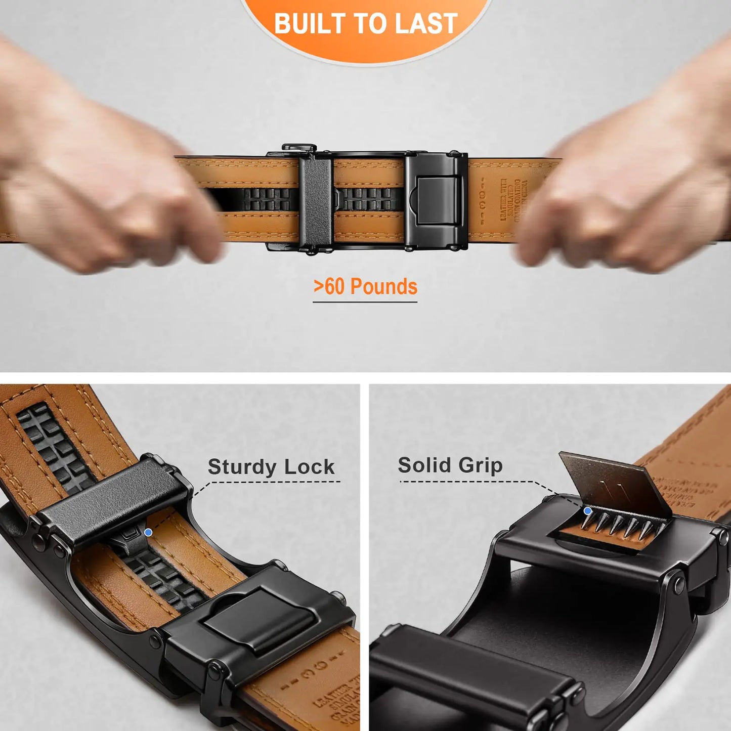 Ceinture à cliquet réglable BULLIANT pour homme - Qualité premium