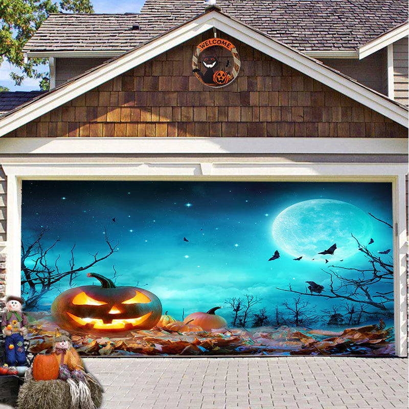 Banner de puerta de garaje Halloween Bosque Nebuloso