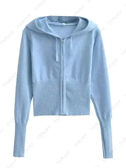 Ensemble de Haut Court à Capuche Tricoté Chic et Pantalons