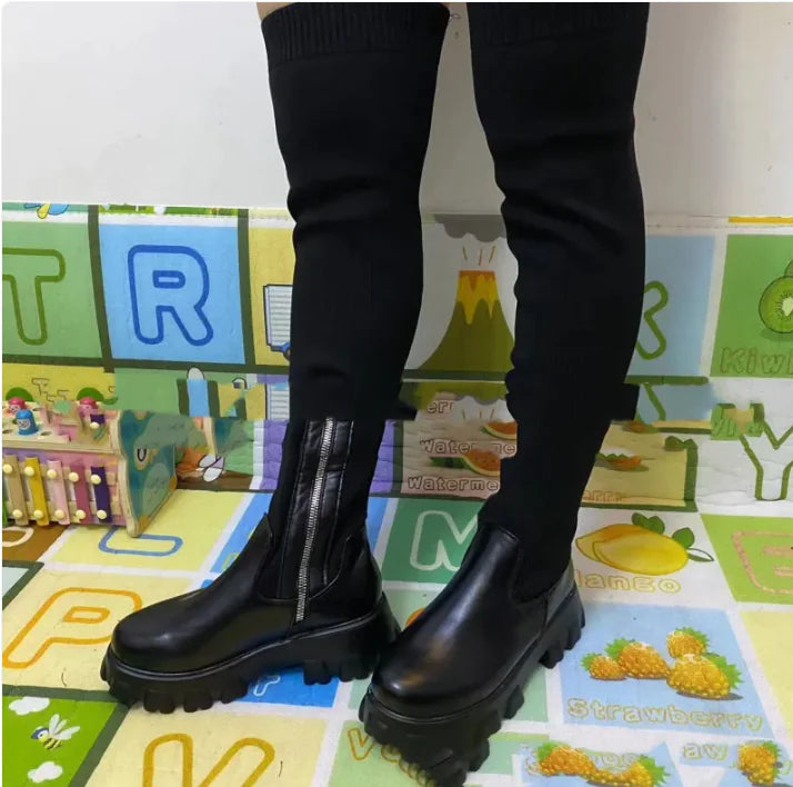 Botas de Plataforma Tejidas Acogedoras