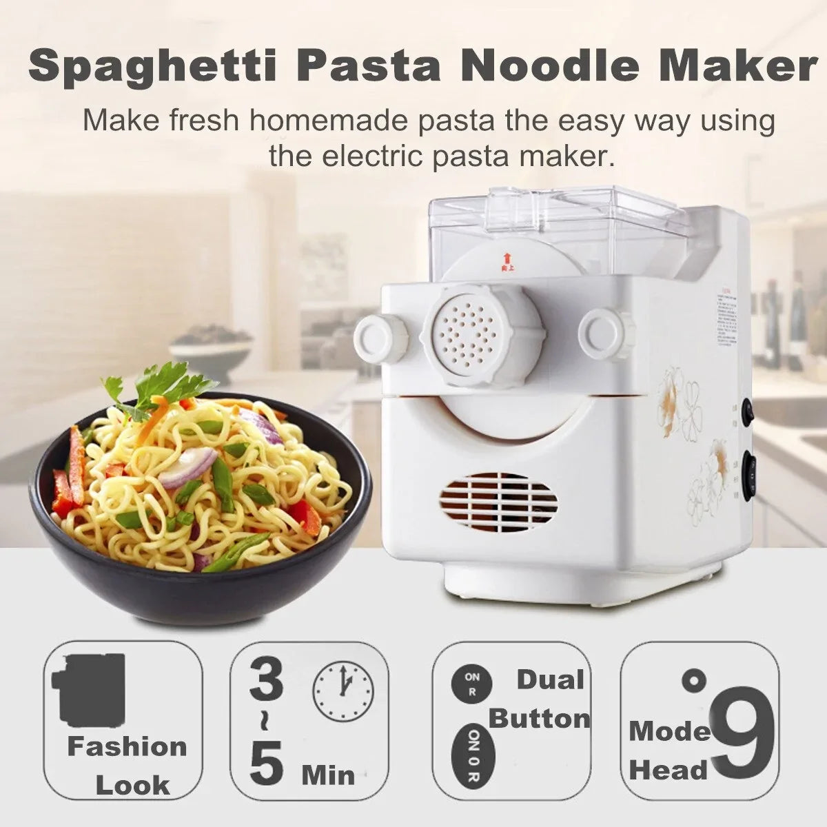 Máquina de Pasta Eléctrica Premium para Fideos Caseros
