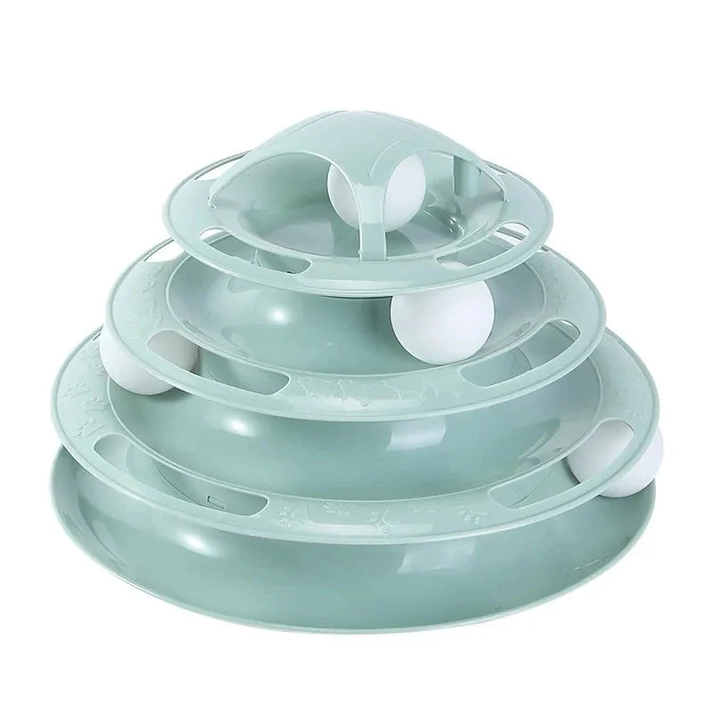 Pista de Juego con Bolas Giratorias de 4 Capas para Gatos