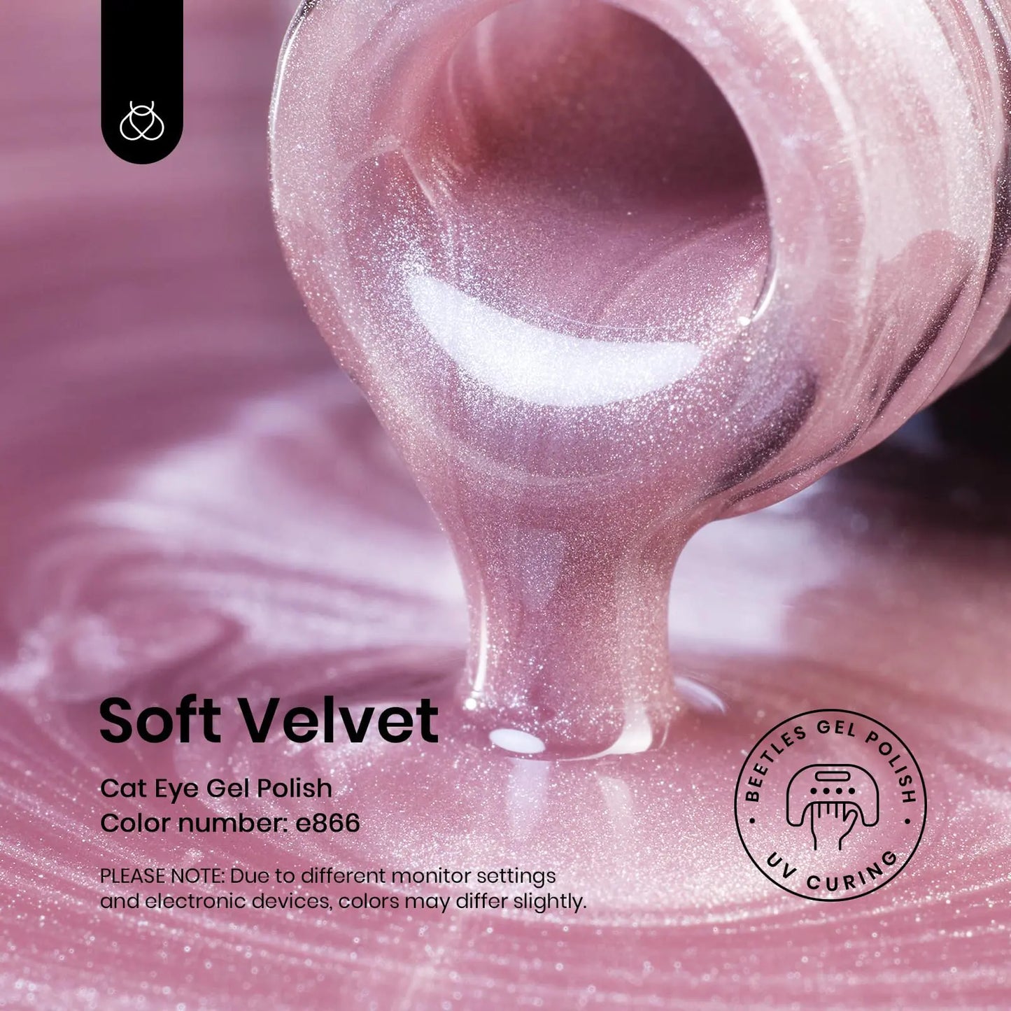 Esmalte de Uñas en Gel Cat Eye Rosa Beetles - 15ML con Brillo Holográfico