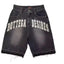 Unisex Retro Letter Embroidered Denim Shorts