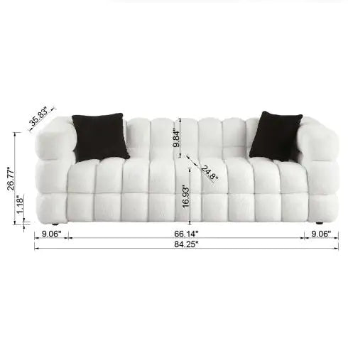 Sofá Boucle Elegante de 3 Plazas en Blanco