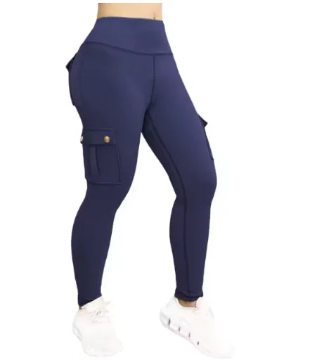Pantalones de Trabajo Fitness de Alta Elasticidad con Bolsillos para Mujeres