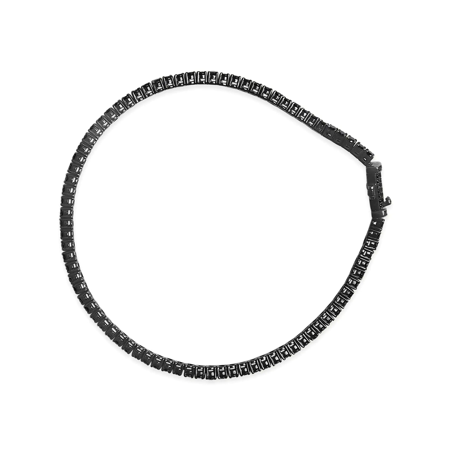 Pulsera de Tenis de Diamantes Negros Baño de Rodio Negro en Plata de Ley .925