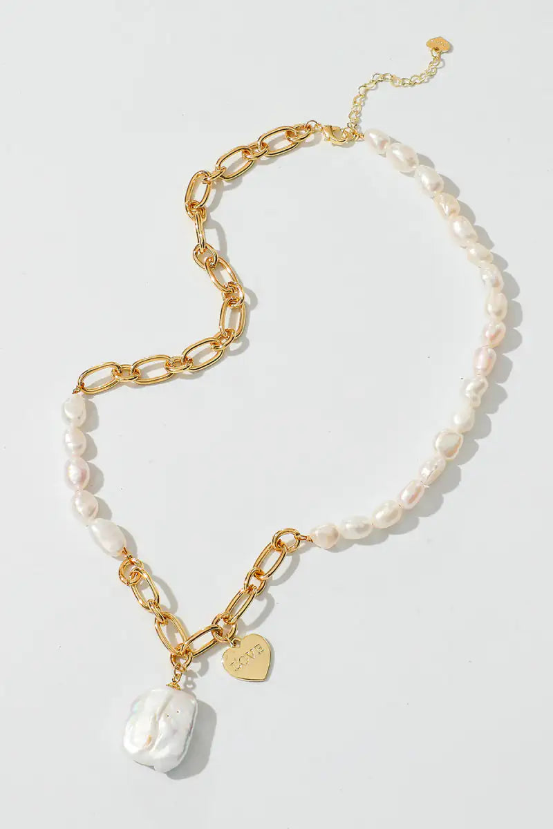 Elegant Gold Chain & Pearl Necklace