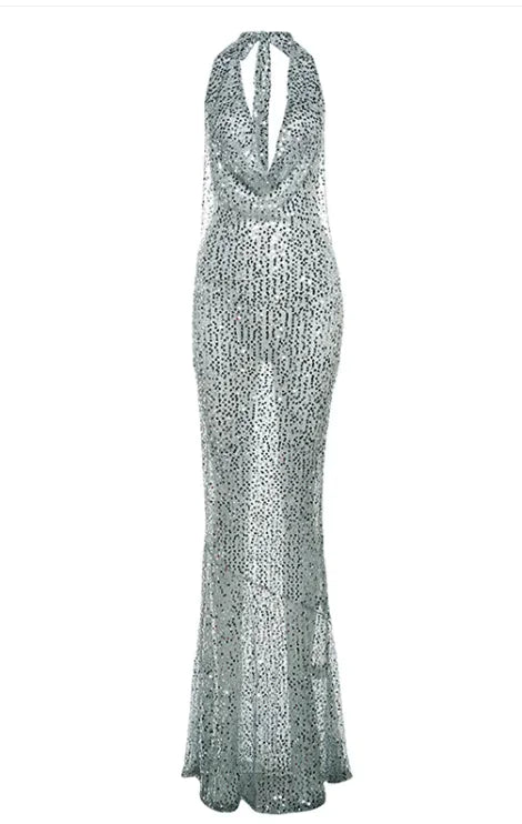 Robe Élegante à Sequins en Queue de Poisson