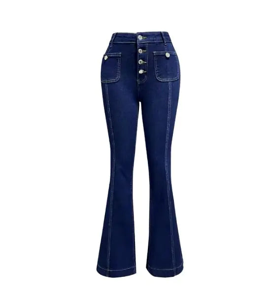 Women's Patchwork Slim Fit Flared Jeans