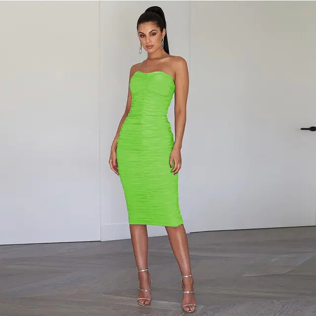 Vestido Tubo Verde Neón para Mujeres