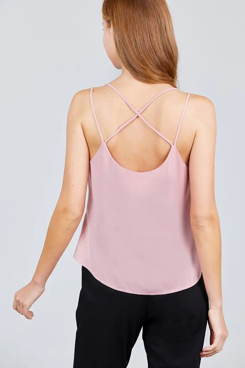 Camiseta sin mangas con tirantes cruzados en la espalda - Rosa