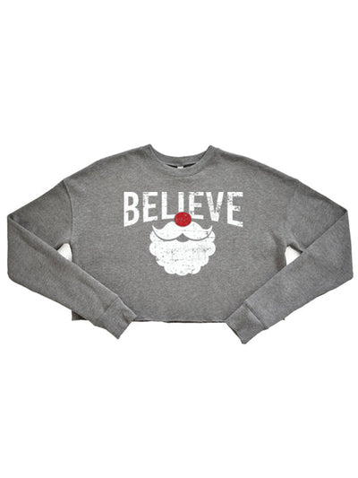 Believe Santa Cropped Sweatshirt