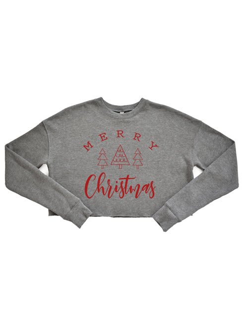 Merry Christmas Trees Cropped Sweatshirt
