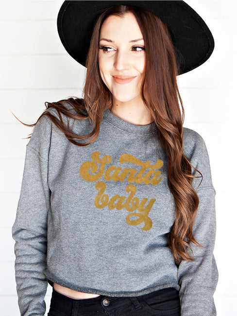 Santa Baby Unisex Crop Sweatshirt - Korvel