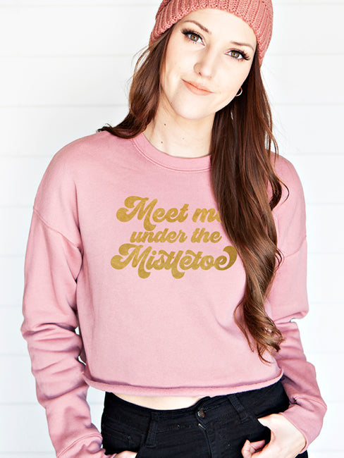 Meet Me Under the Mistletoe Crop Sweatshirt