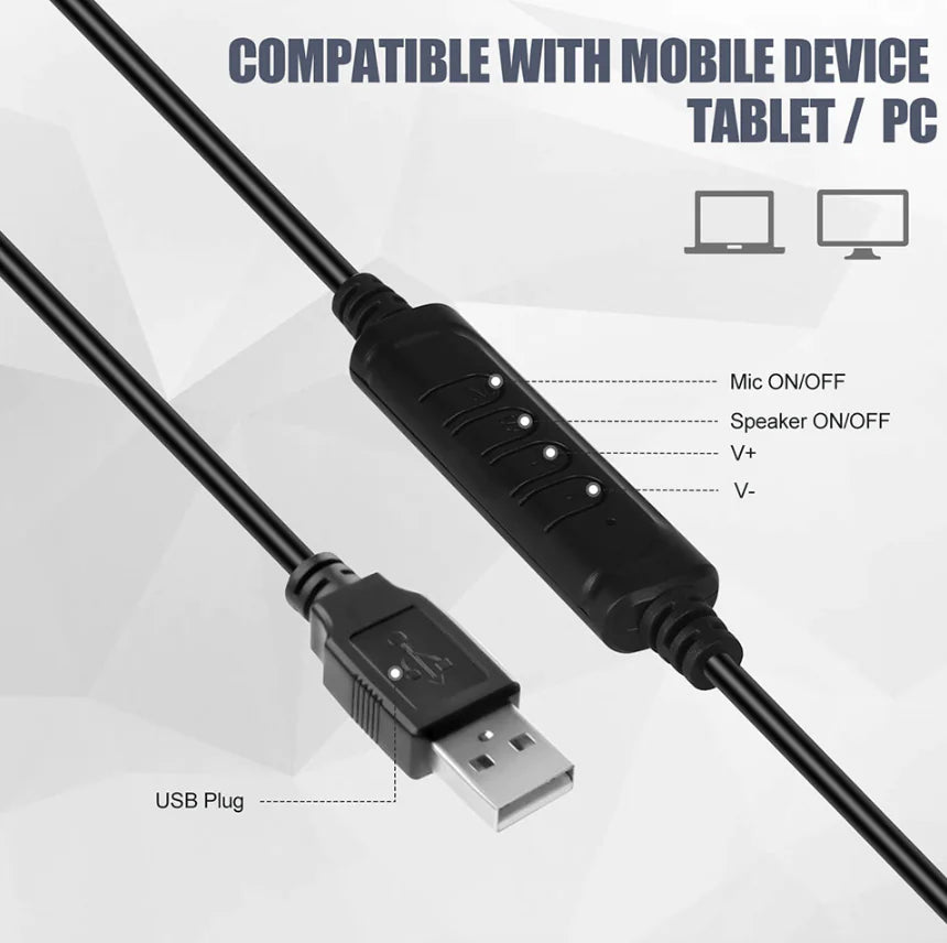 Premium USB Headset with Noise Cancelling Microphone for PC
