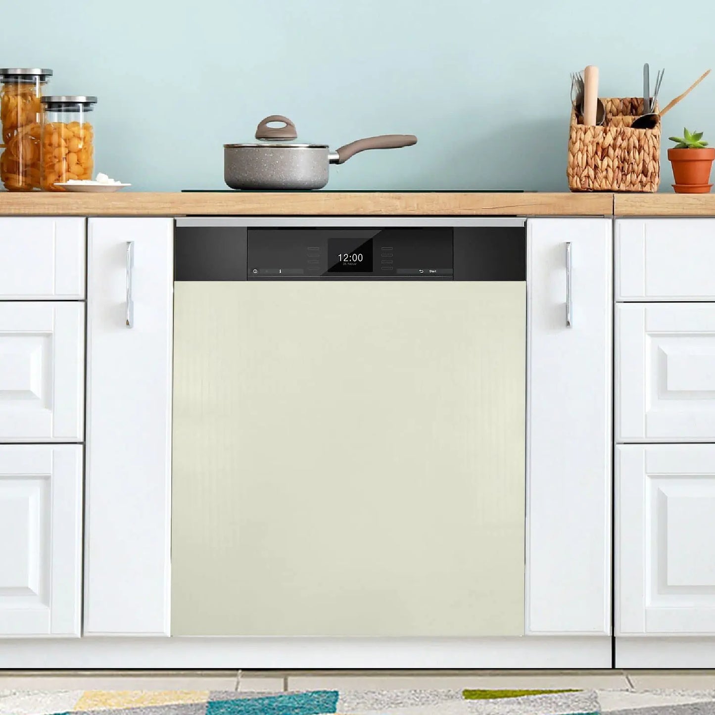 Housse de Magnet de Lave-Vaisselle Beige - Magnet Décoratif pour Appareil de Cuisine
