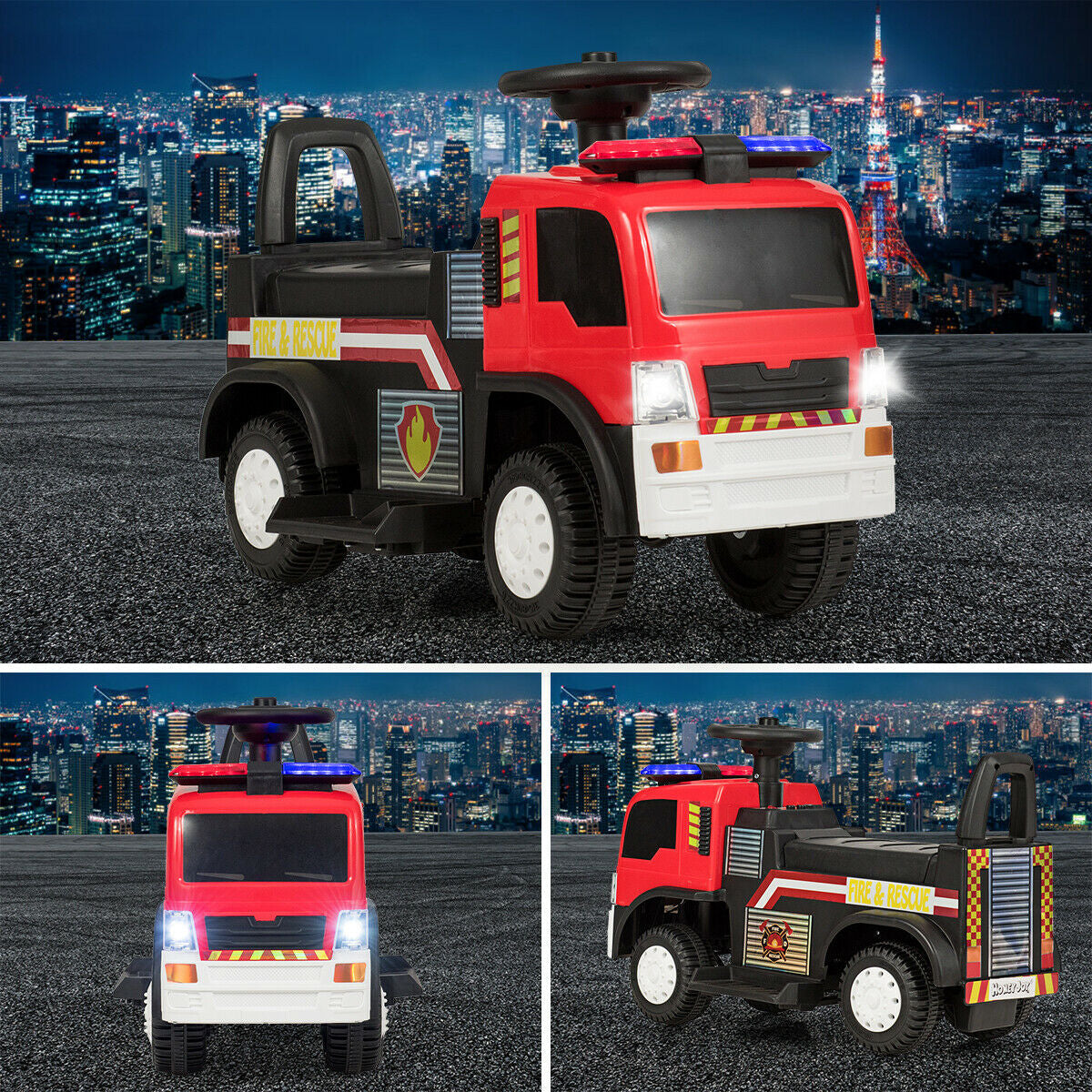 Camion de pompier électrique à batterie 6V pour enfants