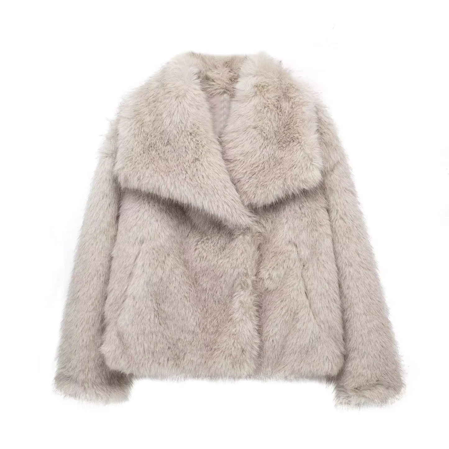 Abrigo de piel sintética de zorro de lujo para mujer para otoño e invierno