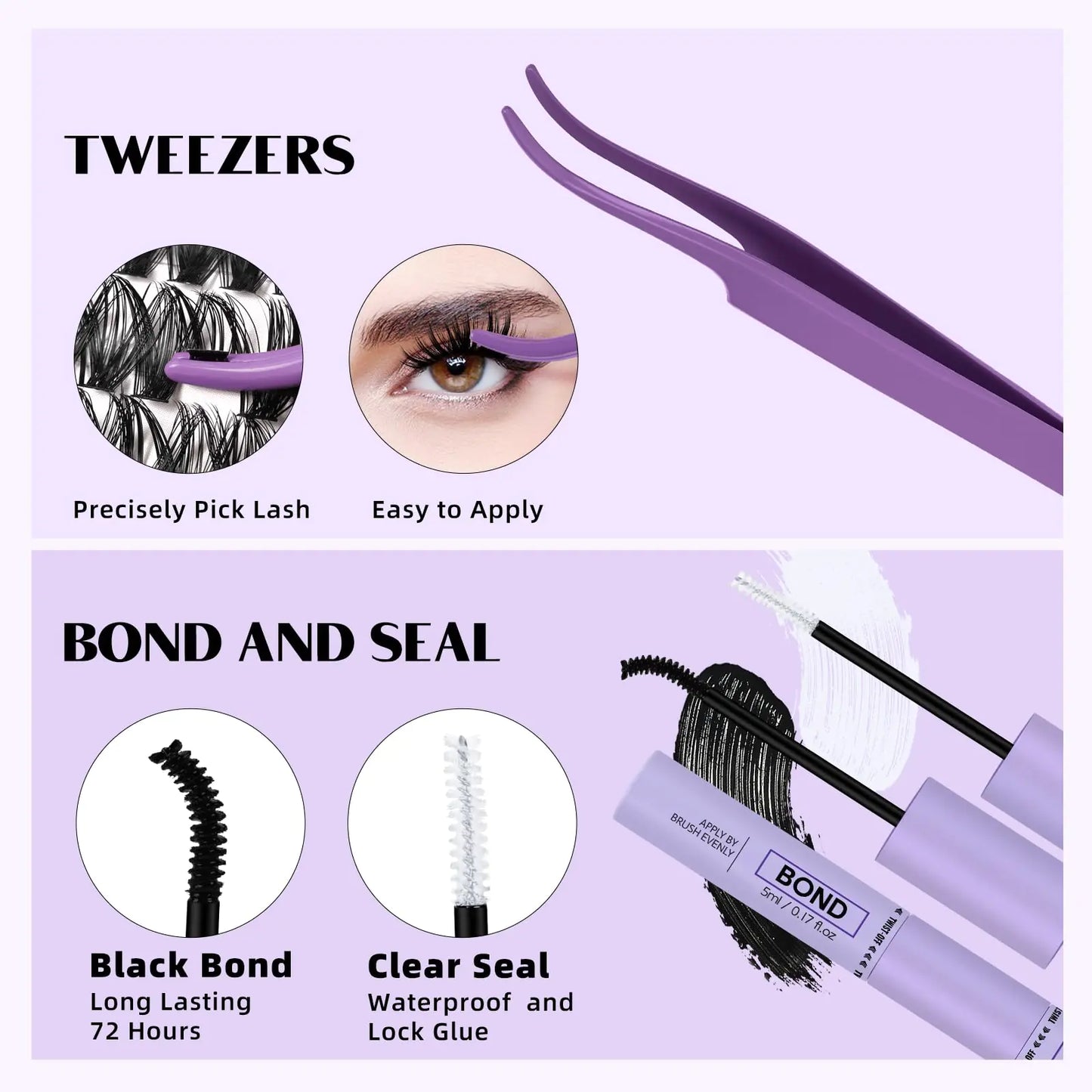 Kit de Extensión de Pestañas para Principiantes - 280pcs de Grupos de Pestañas Mixtos