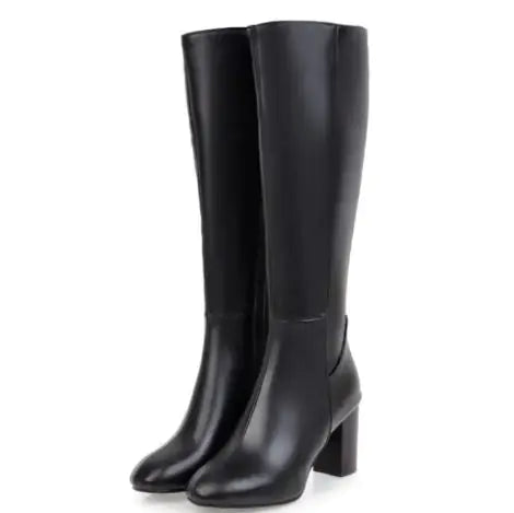 Bottes rétro à bout carré pour femmes avec fermeture éclair latérale
