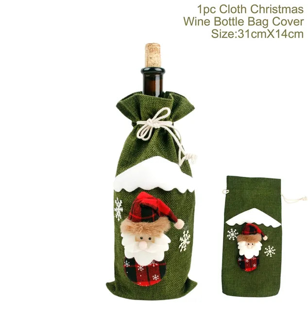 Ensemble de housses de bouteilles de vin de Noël festives