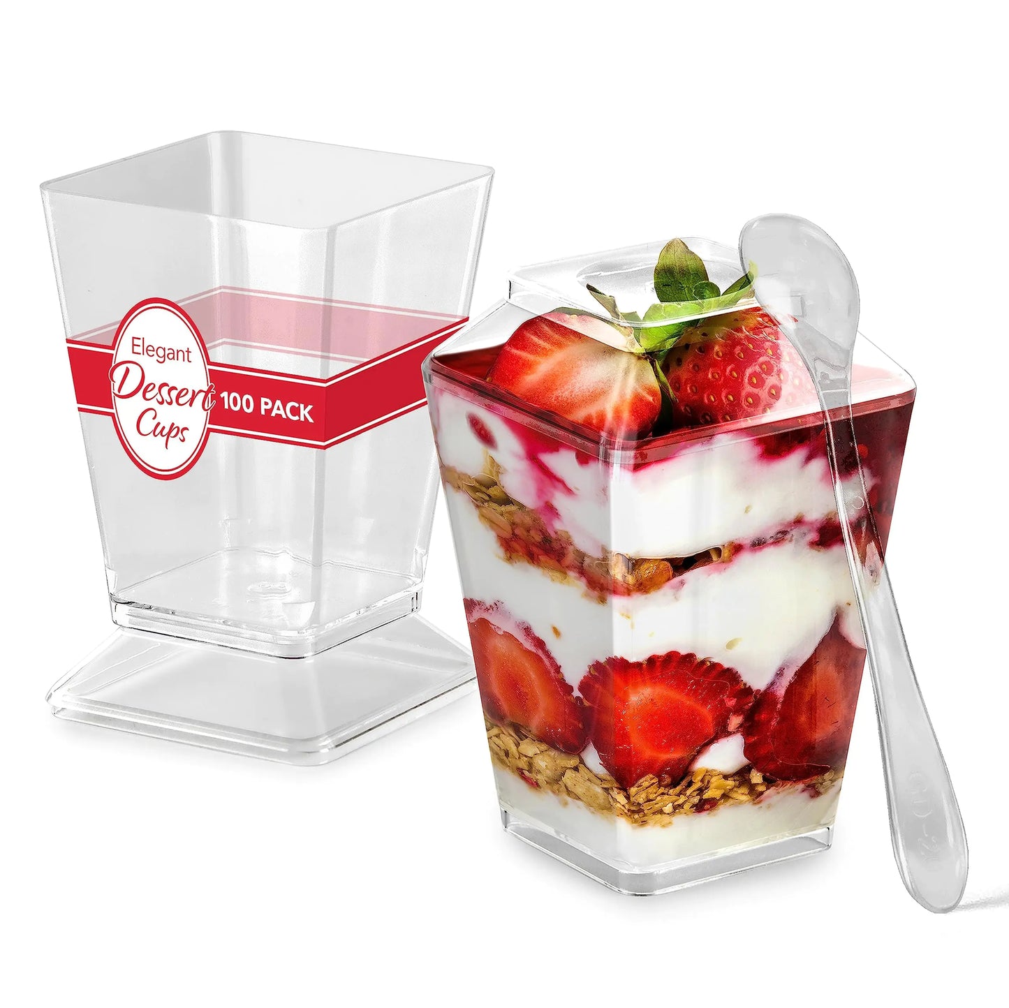 Elegant Mini Clear Plastic Dessert Cups with Lids - 100 Pack