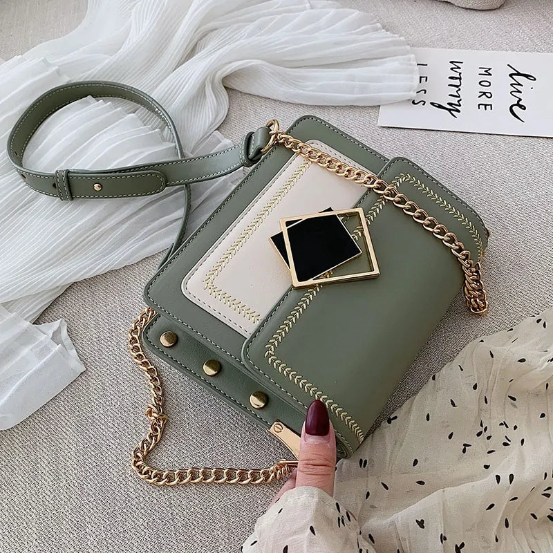 Bolso Cruzado de Cuero con Cadena Premium