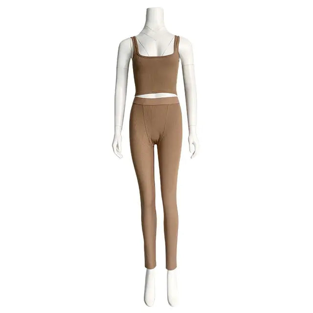 Conjunto de Top Corto y Leggings de Gimnasio Premium