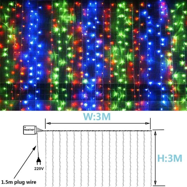 Santa Claus Curtain String Lights