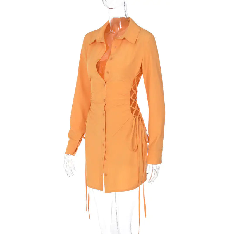 Vestido Mini Camisa Cutout Fuera de la Oficina