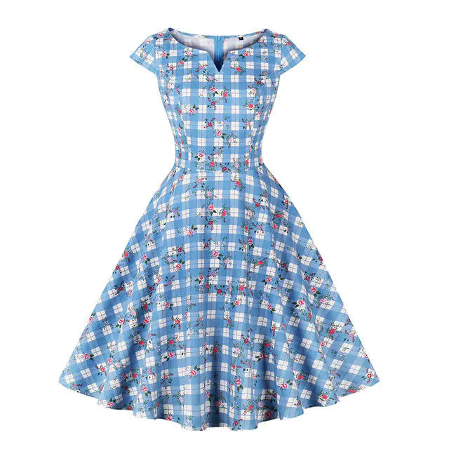 Robe de fête rétro en maille brodée élégante des années 1950