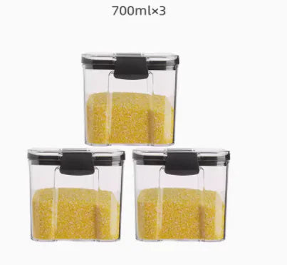 Bocal de rangement carré en plastique transparent pour cuisine