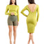 Popilush Backless Shapewear Cocktail Dress - Dark Green