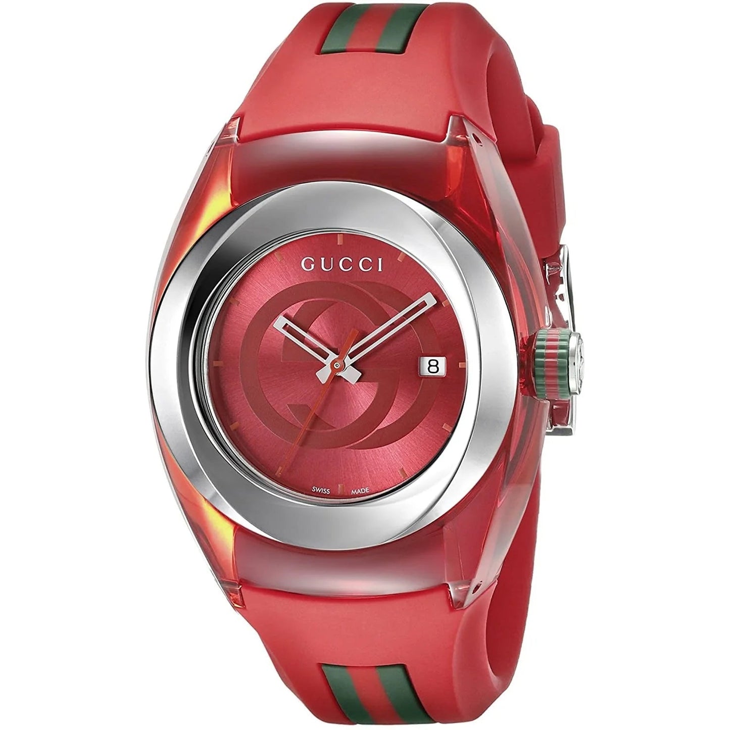 Reloj Sync de Gucci para Mujer - Esfera Roja y Correa de Caucho