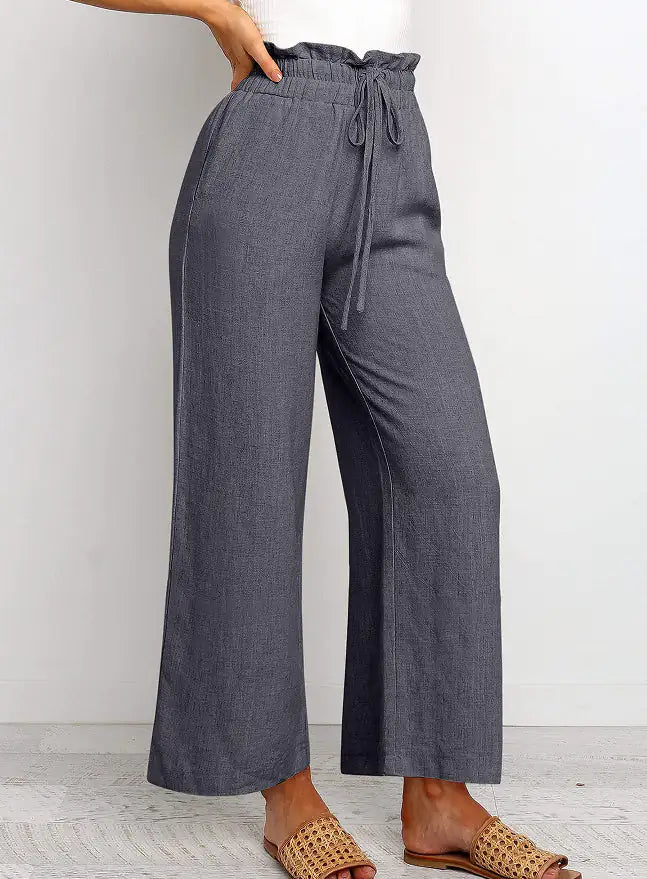 Pantalones Harem de Pierna Ancha con Cintura Elástica - Estilo Corto