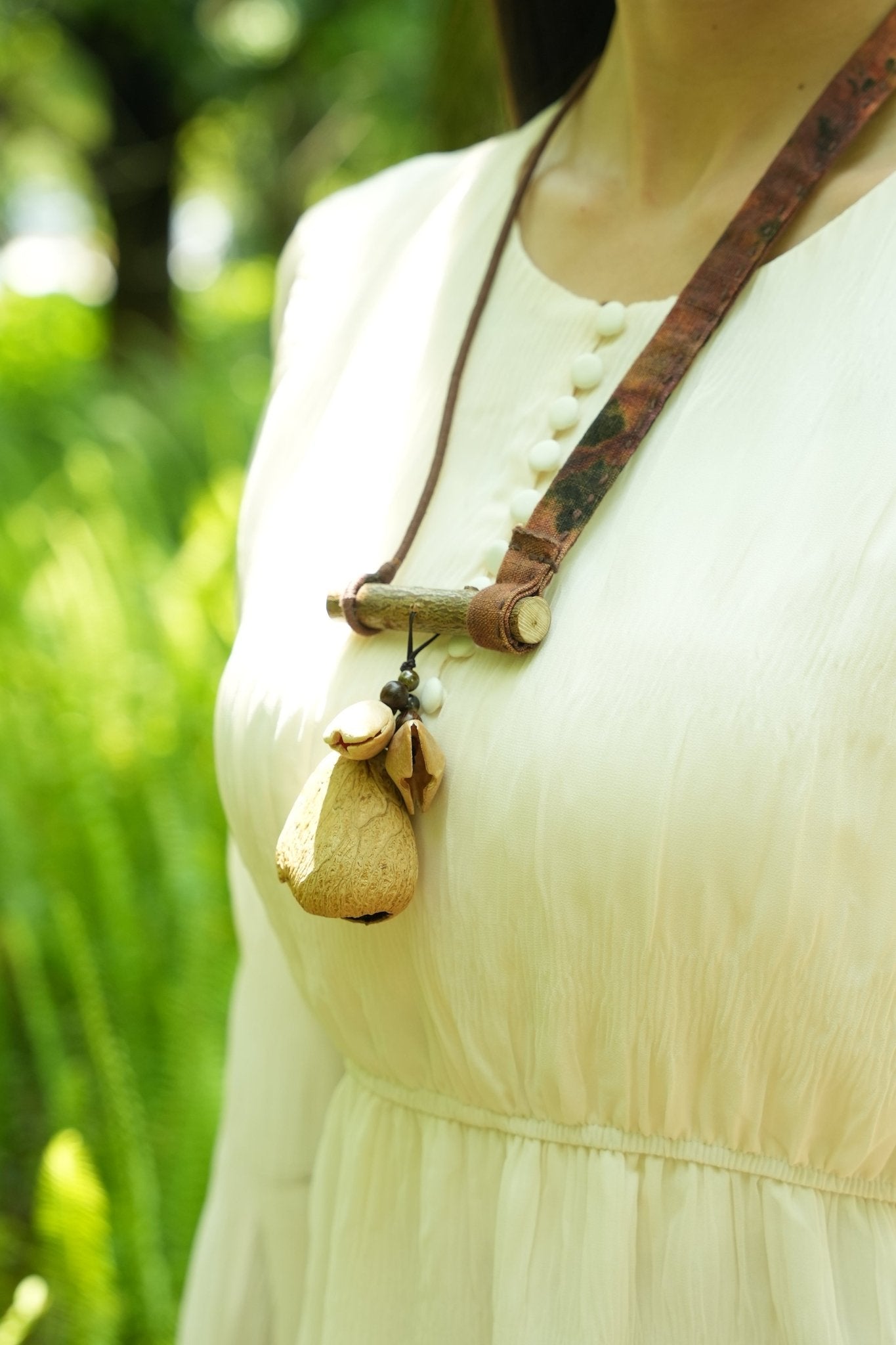 The Ancient Branch - Handcrafted Natural Wood & Seed Pod Necklace