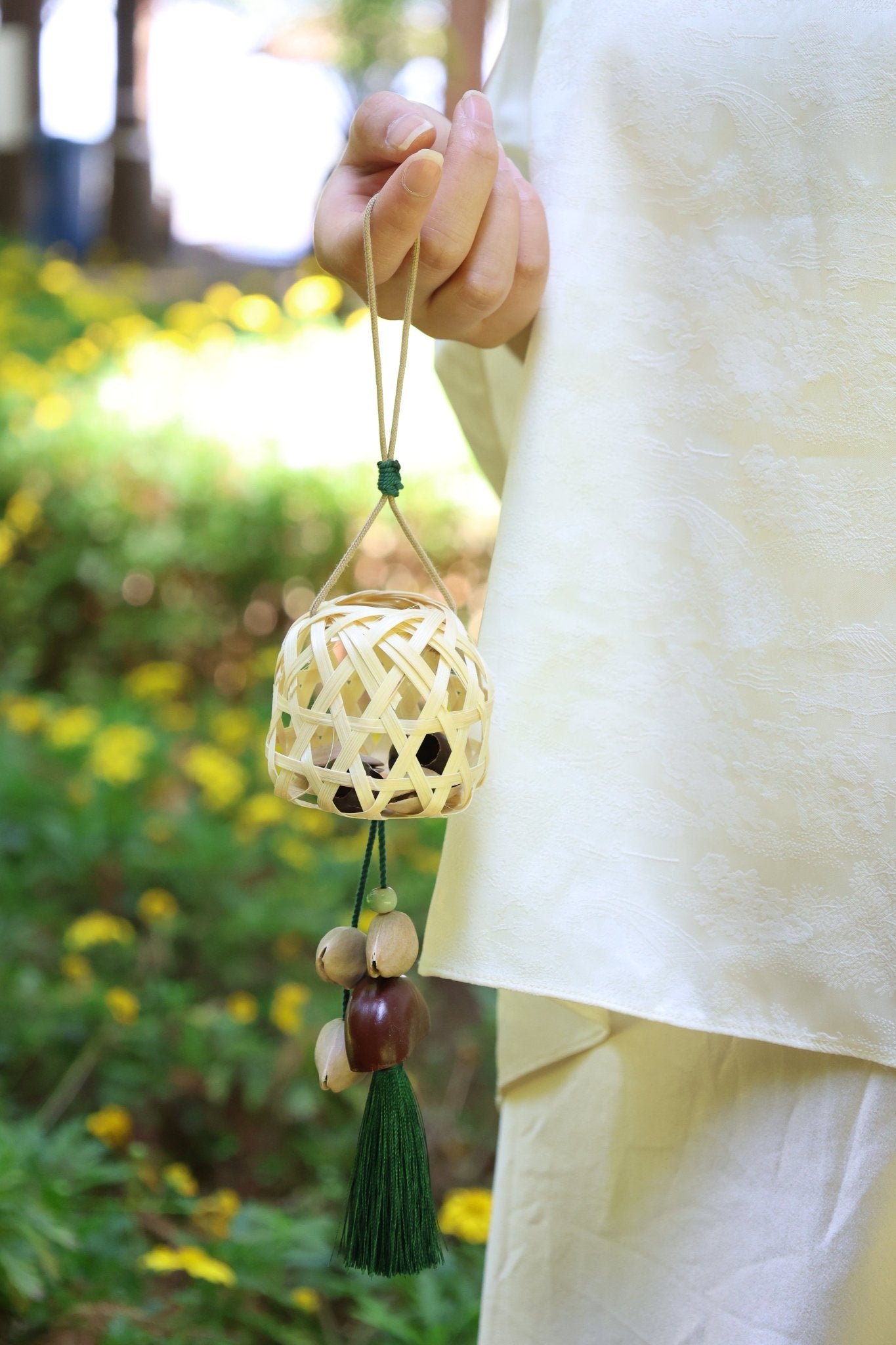 The Bamboo Lantern - Hand-Woven Charm with Seed Bells